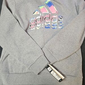 Adidas Gray Hoodie with Iridescent Logo